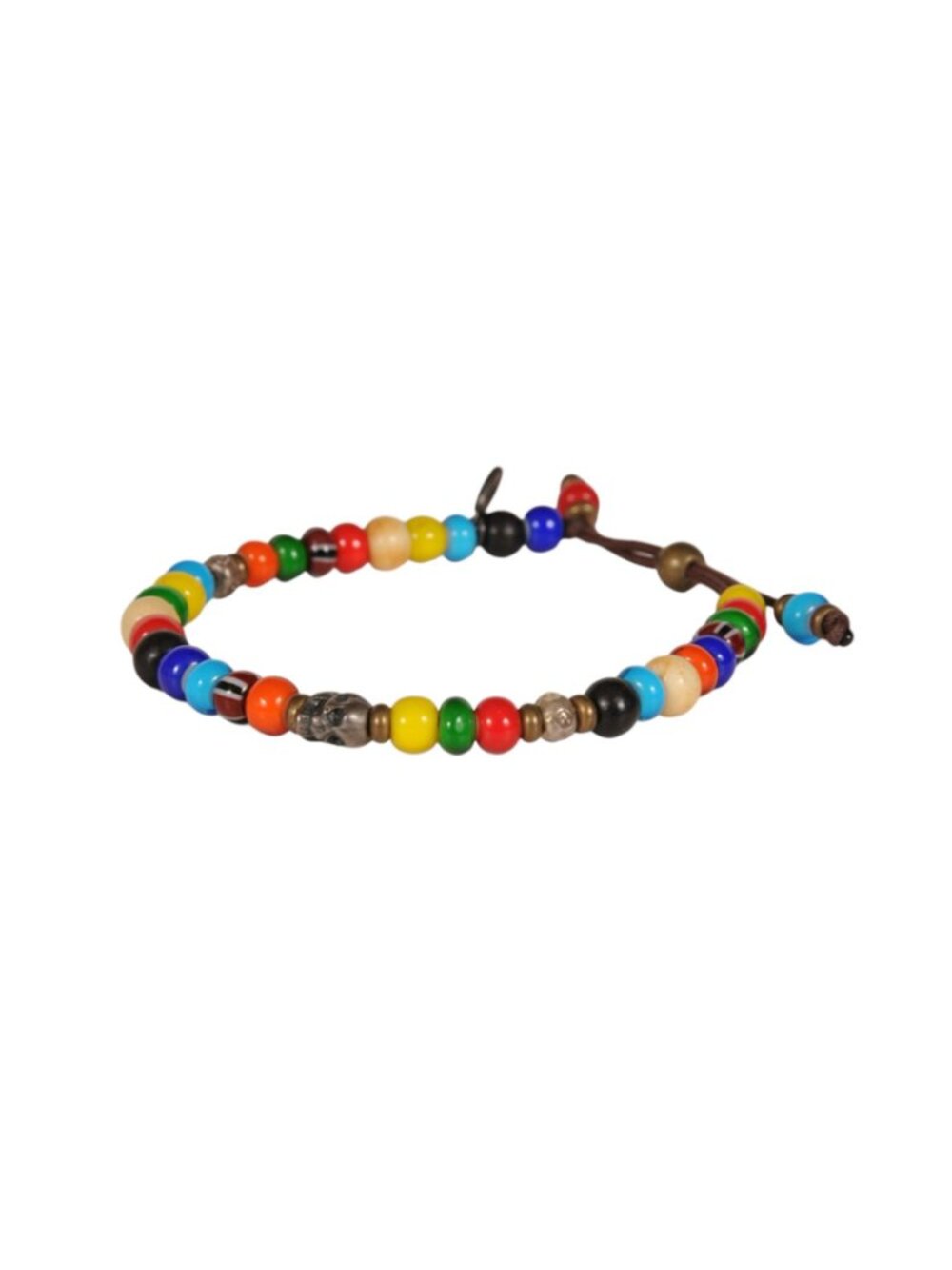 M Cohen By Maor Bead Bracelet 925 Silver Skull Multi Color Blue Yellow Rainbow - Picture 5 of 8